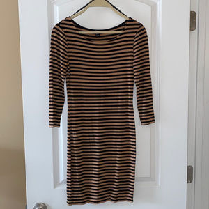 Tan & Black Striped Dress